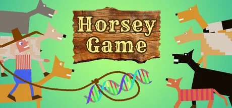 Official Horsey Game Steam artwork with horses and a DNA helix