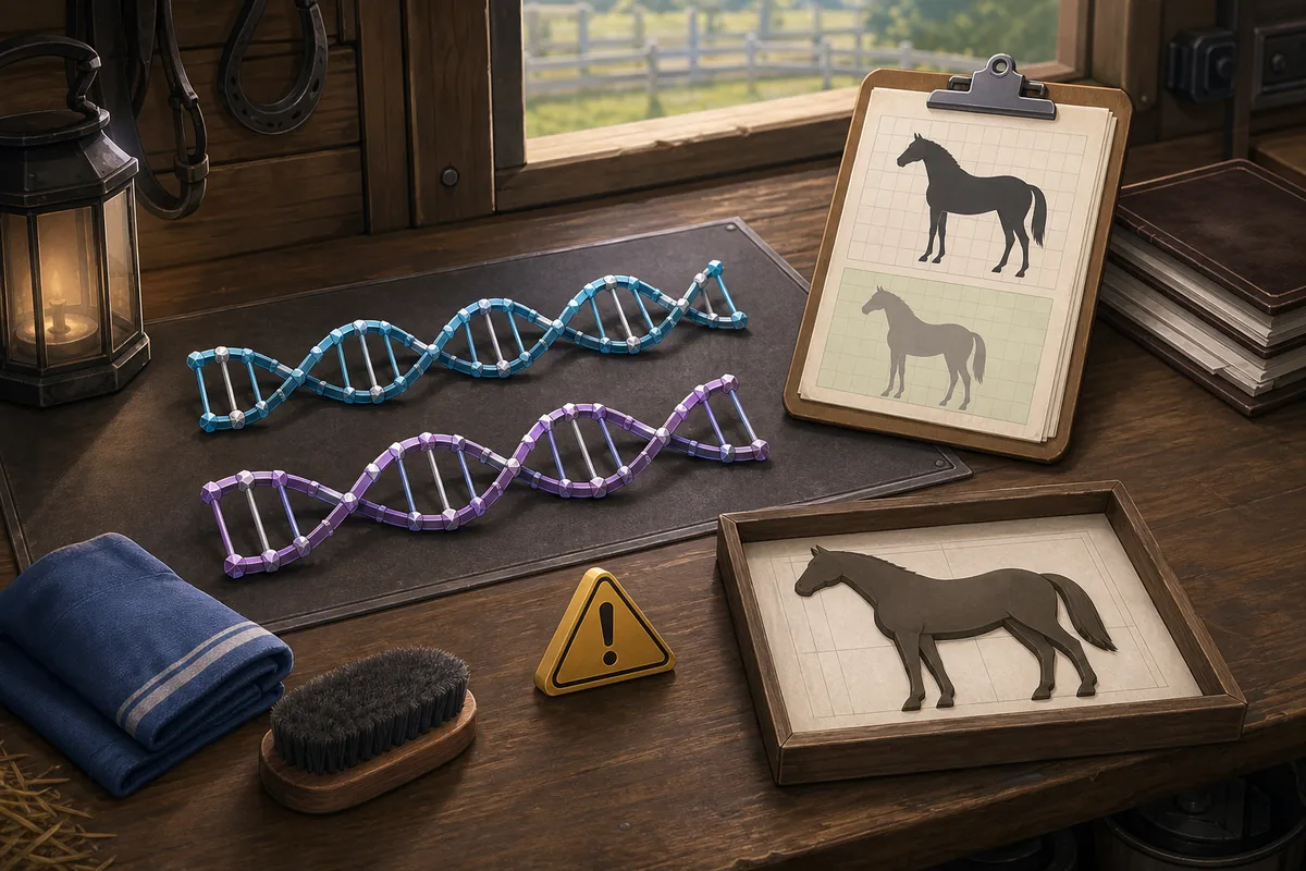 Illustration of Horsey Game DNA troubleshooting with separated genome strands and backup notes