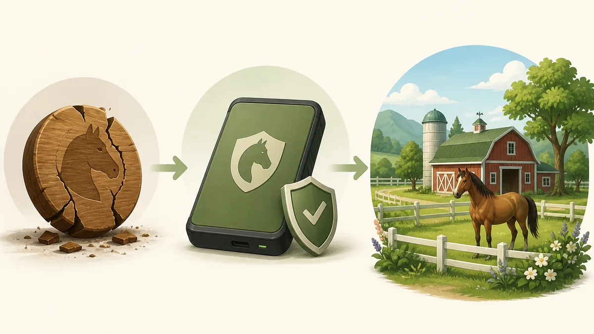 Editorial recovery flow from a damaged Horsey Game save to a protected backup and restored ranch